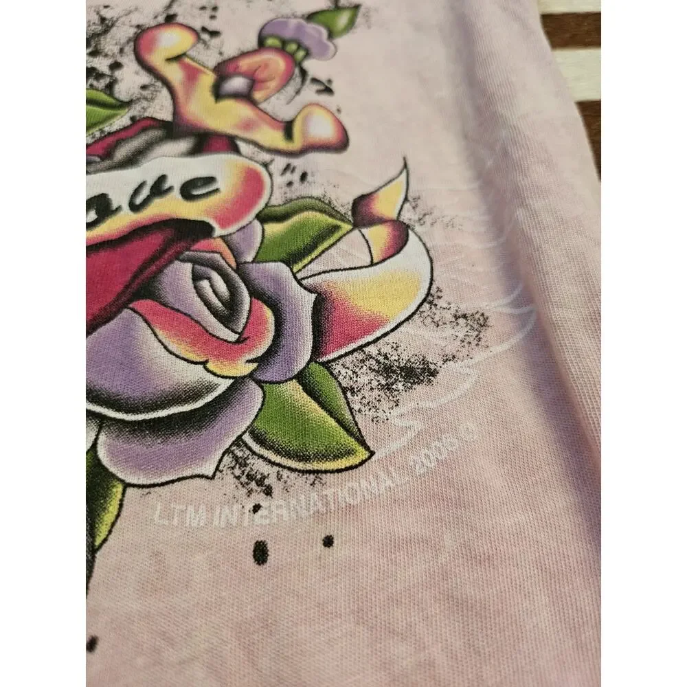 Vintage Bejeweled Y2K Body Con T-shirt Dress Ed Hardy Style Sz M - Picture 5 of 6